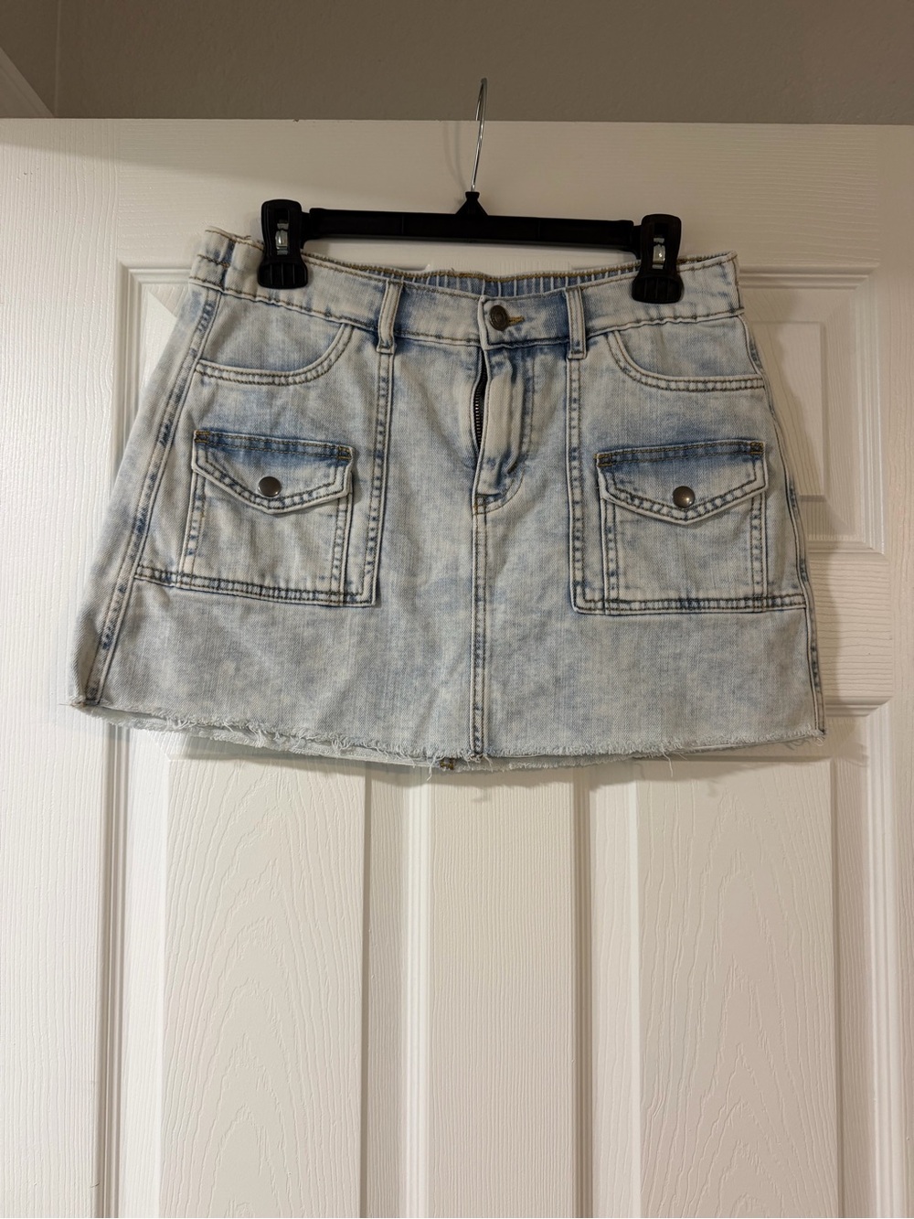 Aerie Raw Hem Denim Mini Skirt